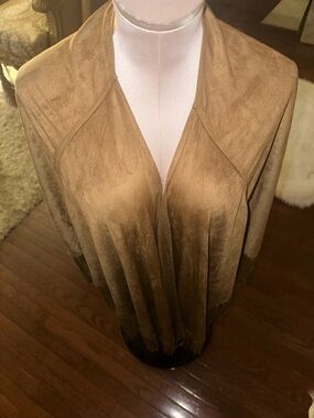 White House Black Market Suede-Look Fringe Wrap in Tan